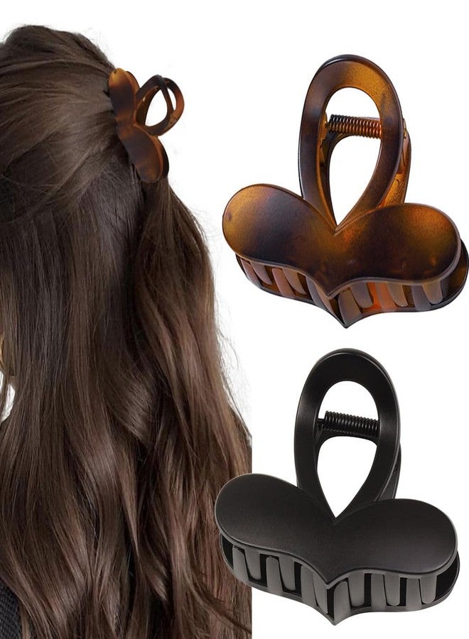 Outyua Medium Heart Claw Clips for Women Matte Nonslip Hair Clips Strong Hold Clip for Thick, Thin - Image 1