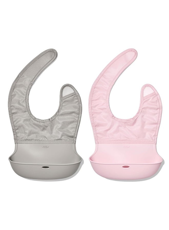 OXO Tot Roll-Up Bib - 2 Pack - Drizzle and Blossom - Image 1