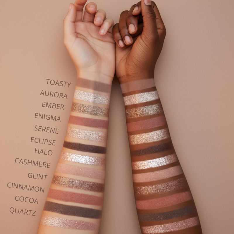 Lamora Nude Eyeshadow Palette - 12 Soft Pink Rose Shadows, Multi-Use Eye Makeup Palette with Matte & Shimmer Finishes, Ultra-Blendable Everyday Neutrals, Long-lasting Wear, Travel Makeup with Mirror - Image 4