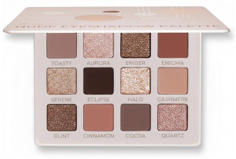 Lamora Nude Eyeshadow Palette - 12 Soft Pink Rose Shadows, Multi-Use Eye Makeup Palette with Matte & Shimmer Finishes, Ultra-Blendable Everyday Neutrals, Long-lasting Wear, Travel Makeup with Mirror - Image 1