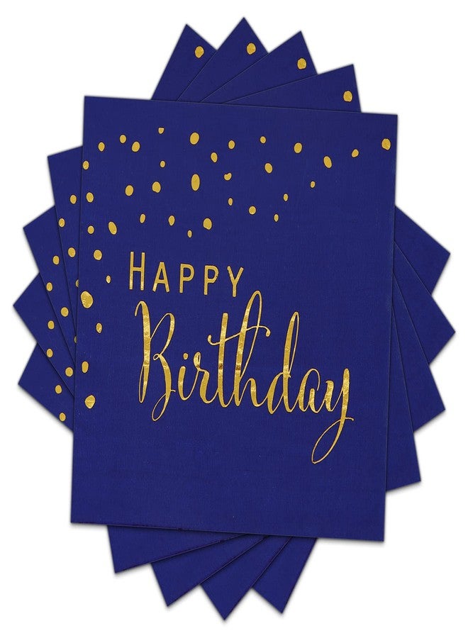 DYLIVeS Happy Birthday Napkins, Blue and Gold Foil Dots Napkins Disposable Paper Napkins for Dinner Picnic Cocktail Birthday Party Supplies Decorations for Boy Man, 6.5 x 6.5 Inch (Pack of 50) - Image 1