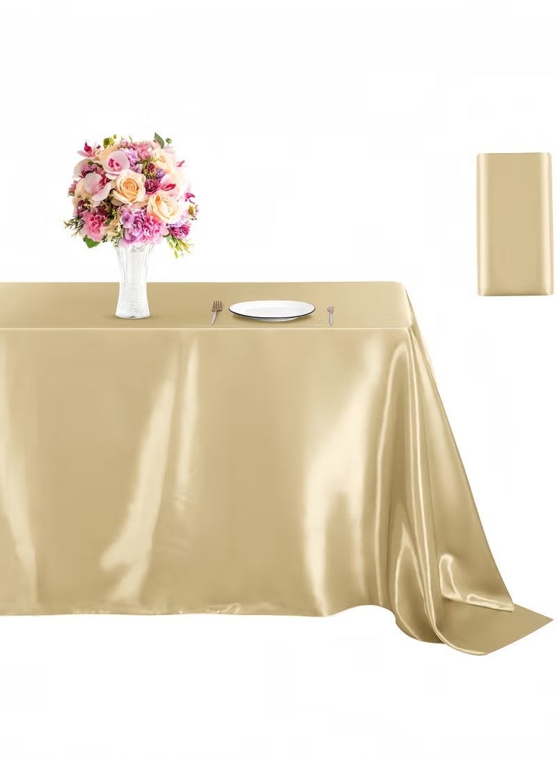 Oil-proof rectangular tablecloth, solid color tablecloth, no stitching whole tablecloth, tablecloth suitable for catering events, dinner parties, weddings, buffet tables or home, washable tablecloth Gold(1.45*1.8m/4.76 x 5.9ft) - Image 1