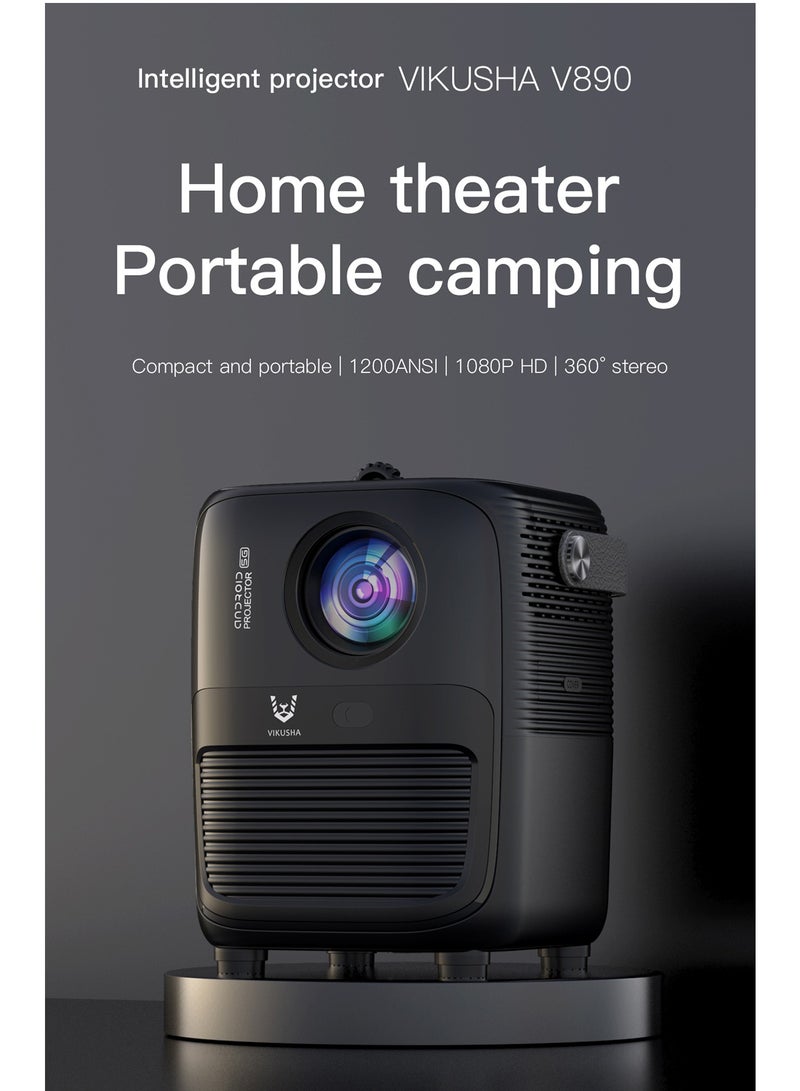 فيكوشا جهاز عرض أندرويد متعدد الوسائط 1080P HD 1200ANSI شاشة عرض ذكية واي فاي وبلوتوث HDMI لعبة تلفزيون منزلية مع جهاز تحكم عن بعد - Image 2