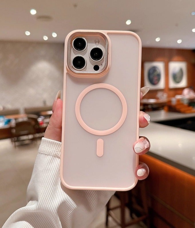 for iPhone 16 Pro Max Case Compatible with MagSafe,Magnetic Phone Case for iPhone 16 Pro Max,Diamond Texture Matte Anti-Fingerprint Shockproof Luxury INS Style Protective Cover Baby Pink - Image 4