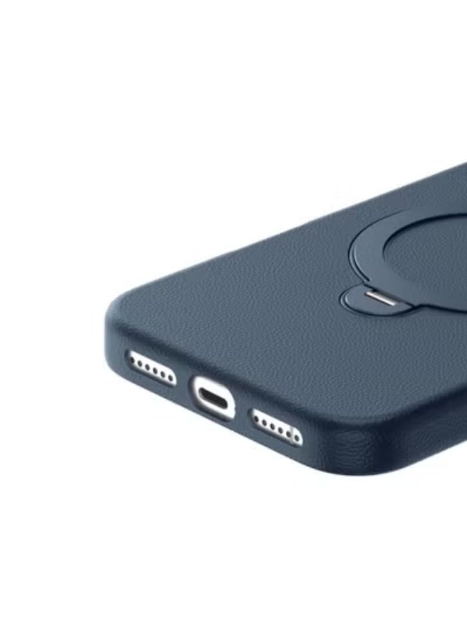 جرين ليون جراب MagSafe لهاتف iPhone 17 Pro من جلد Minster مع حامل قابل للطي وأزرار فائقة اللمس / امتصاص الصدمات / سبائك الألومنيوم PC-PU / حماية الكاميرا / قبضة مريحة / مضاد للخدش / مضاد لبصمات الأصابع - أزرق - Image 2