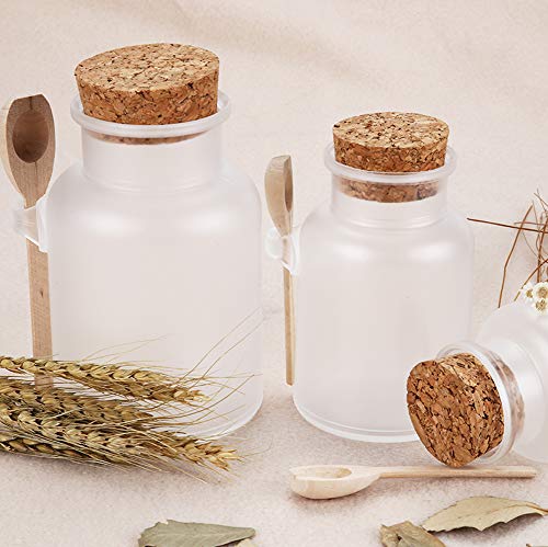 XINGZI 2Pcs 300g/10oz Frosted ABS Empty Bath Salts Jars with Cork and Spoon Multipurpose Mask Powder Body Butter Storage Canisters Cans Pots Tins Bottles Containers Crocks for Cosmetic Storage - Image 5