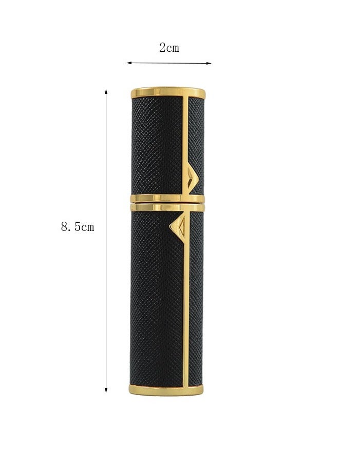ماركة غير محددة - زجاجات عطر فارغة قابلة لإعادة التعبئة، رذاذ عطر، رذاذ عطر صغير محمول قابل لإعادة الملء، رذاذ زجاجة عطر للسفر، مقاوم للتسرب، جلد فاخر، 5 مل (أسود) - Image 1