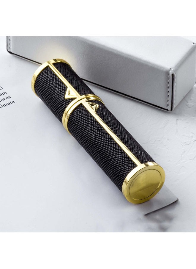 ماركة غير محددة - زجاجات عطر فارغة قابلة لإعادة التعبئة، رذاذ عطر، رذاذ عطر صغير محمول قابل لإعادة الملء، رذاذ زجاجة عطر للسفر، مقاوم للتسرب، جلد فاخر، 5 مل (أسود) - Image 1