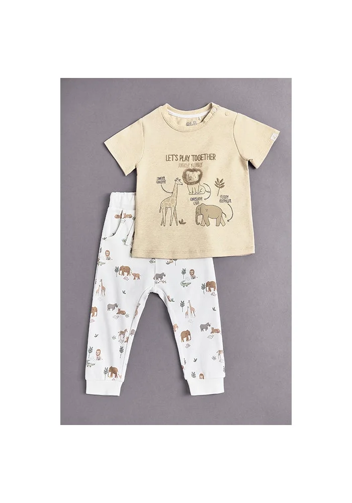 أر أند بي Embroidered T-Shirt and Joggers Set