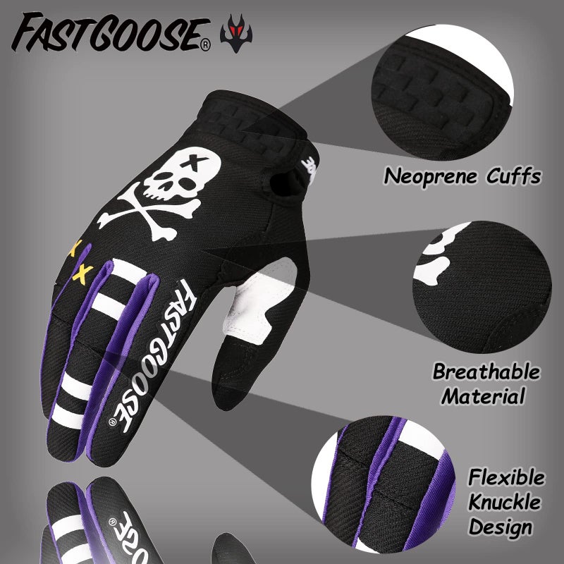 FASTGOOSE Dirt Bike Motocross Gloves - Motorbike Riding Bike Gloves for Off Road Racing & Sports (Black, Large) - Image 2