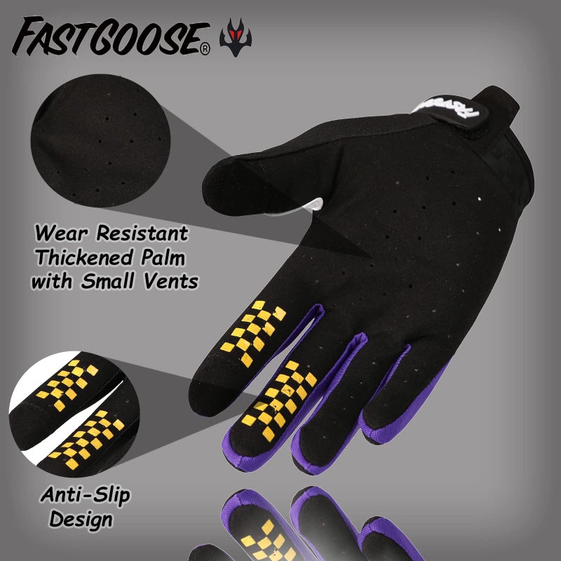 FASTGOOSE Dirt Bike Motocross Gloves - Motorbike Riding Bike Gloves for Off Road Racing & Sports (Black, Large) - Image 3