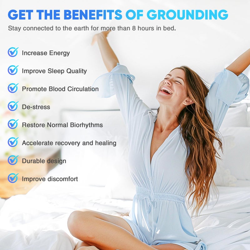 AsmrCap Grounding Sheets Full XL, 95% Organic Cotton+ 5% Pure Silver Fiber, Grounded Sheets with Grounding Cord, Bed Grounding Kit for Healthy Sleep Therapy Full XL-54"x 80"x 13" DeepGrey - Image 3