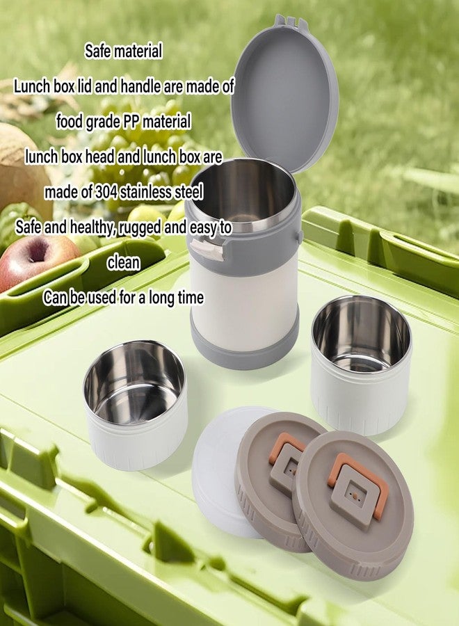 Fockety Insulated Food Jar, Stainless Steel Vacuum Lunch Container Thermal Containers for Hot Food, 2 Tiers Leakproof Stackable Thermal Lunch Box Containers for Work Office Outdoors - Image 2