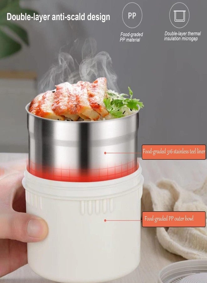 Fockety Insulated Food Jar, Stainless Steel Vacuum Lunch Container Thermal Containers for Hot Food, 2 Tiers Leakproof Stackable Thermal Lunch Box Containers for Work Office Outdoors - Image 3