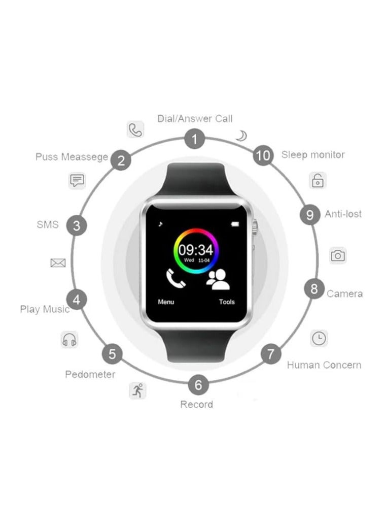 A1 Bluetooth Smart Watch – Fitness Tracker with SIM Slot, Pedometer, Camera & Call Alerts | All-in-One Sports Smartwatch for Android Users - Image 5