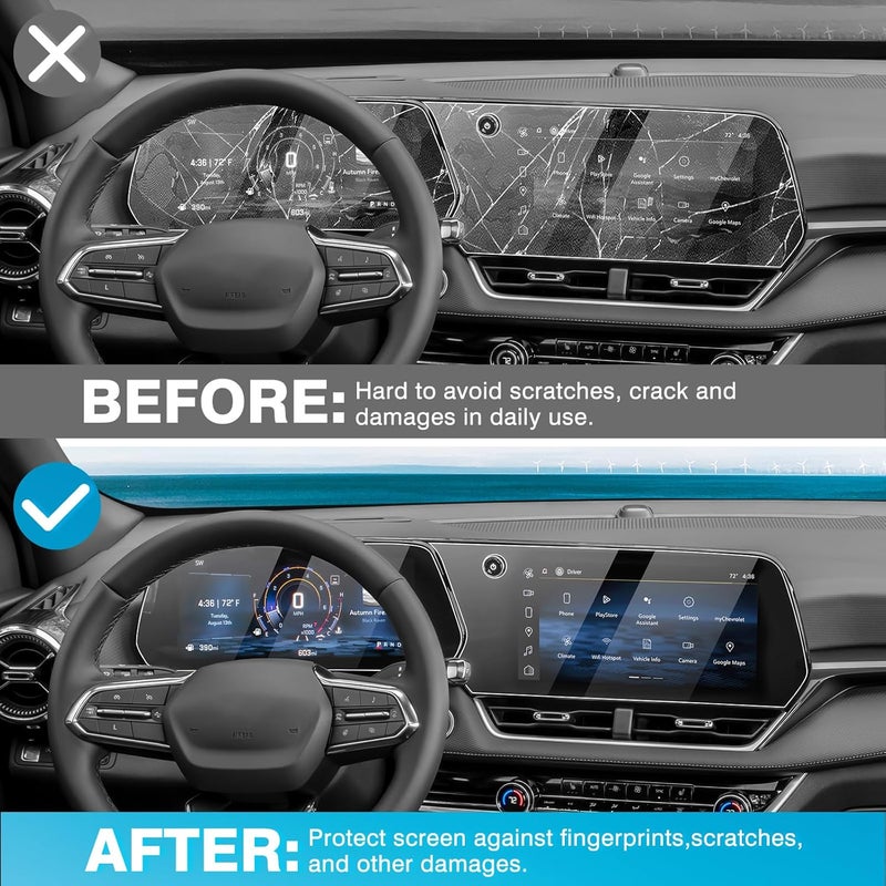 Karltys 【Upgrade 2 Pack Screen Protector for 【No Glare u0026 Fingerprint】 Tempered Glass 2026 2025 Chevy Equinox 11.3-Inch Navigation u0026 11-Inch Dashboard for Models LT/RS/ACTIV - Image 3