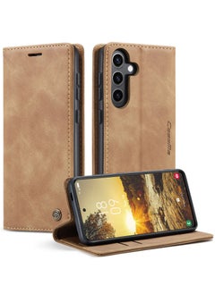 CaseMe For Samsung Galaxy S24 FE Cover, Soft PU Leather Shockproof Mobile Phone Wallet Case, Full Body Protective Flip Cover Magnetic Adsorption Back Cover  - Image 1