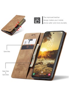 CaseMe For Samsung Galaxy S24 FE Cover, Soft PU Leather Shockproof Mobile Phone Wallet Case, Full Body Protective Flip Cover Magnetic Adsorption Back Cover  - Image 2