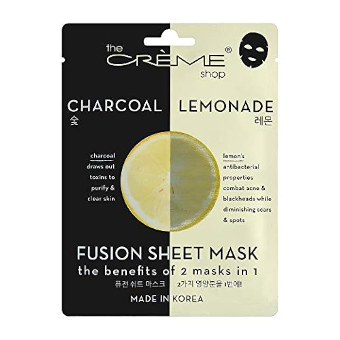 The Crème Shop - Fusion Face Masks, Korean Facial Skin Care and Moisturizer - Hyaluronic Acid Charcoal and Lemon for Hydrating, Blackhead Remover, Natural Beauty Essence (5 Pack) - Image 2