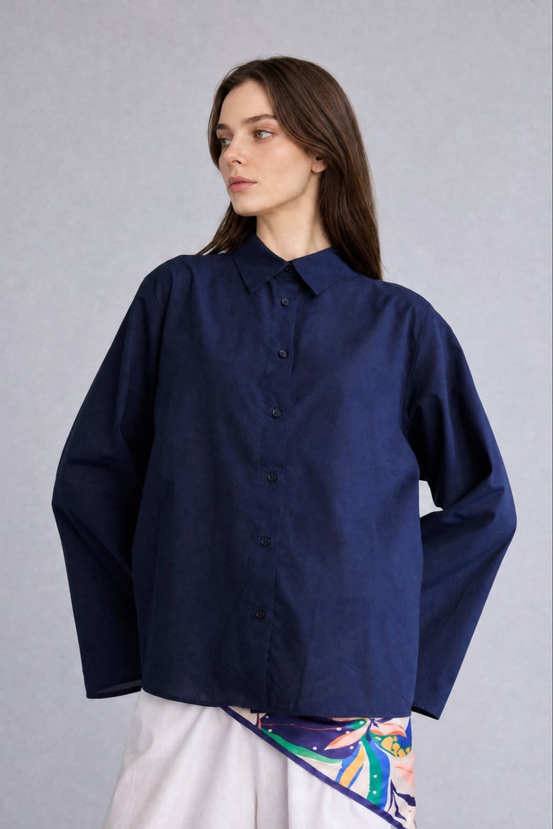 DeFacto Blue Woman Regular Fit Voile Navy Tunic Casual - Image 3