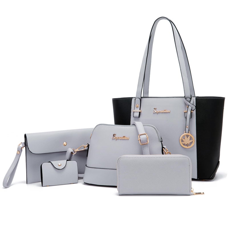 Soperwillton Handbags and Purses for Women Shoulder Tote Bags Top Handle Satchel Purse Set 5pcs - Image 1