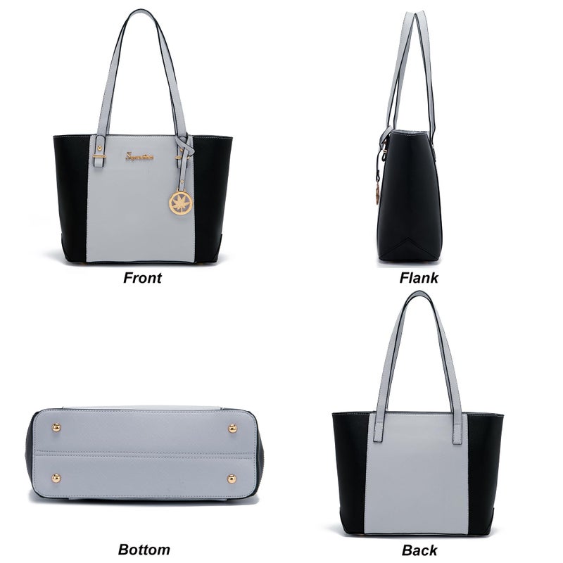 Soperwillton Handbags and Purses for Women Shoulder Tote Bags Top Handle Satchel Purse Set 5pcs - Image 2