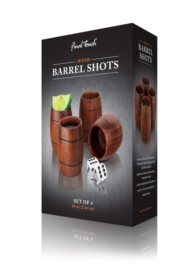 Final Touch Barrel Wood Shot Glasses | Bourbon | Whiskey | Spirits | Set of 4 (GG1003) - Image 5