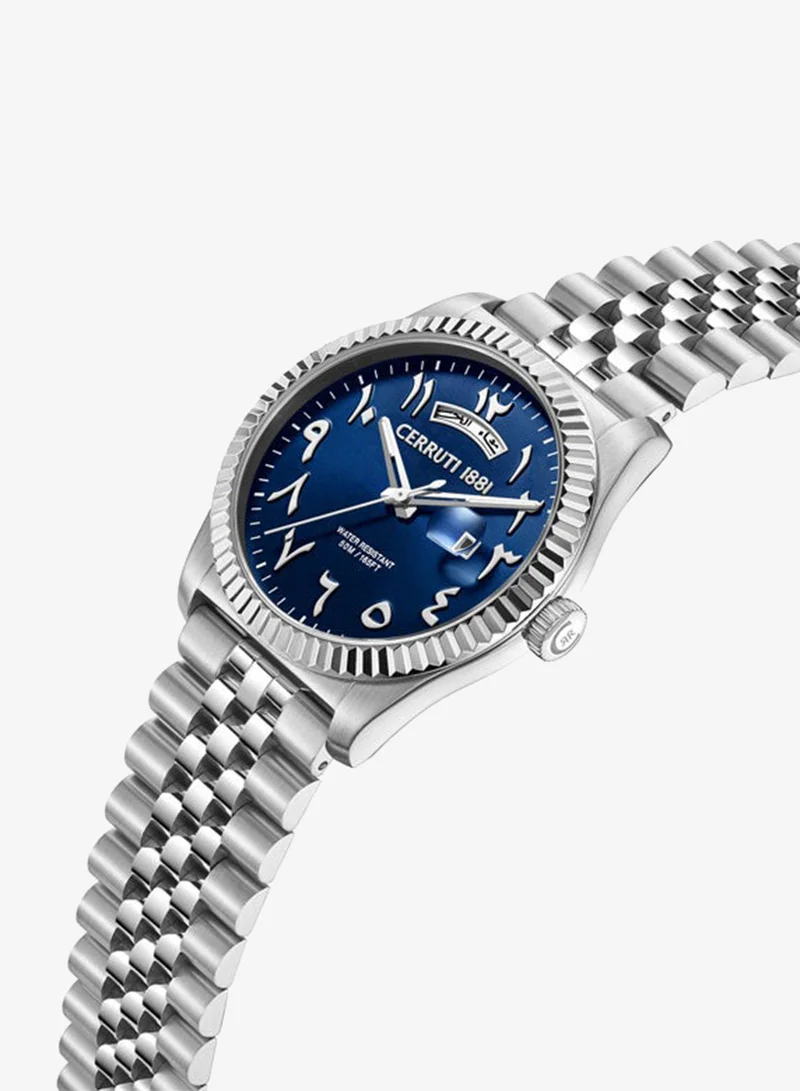 شيروتي 1881 Chienti Blue Dial, Stainless Steel Bracelet, Analog Watch for Men, 41mm
