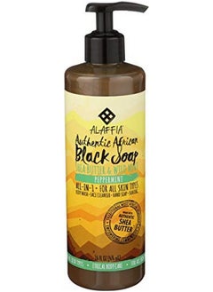 Alaffia Authentic African Black Soap Allinone Body Wash Shampoo And Shaving Soap For All Skin And Hair Types Fair Trade No Parabens Nongmo No Sls Peppermint 16 Ounce  - Image 2