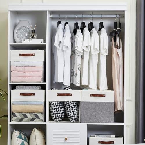 Bagnizer Storage Cubes, 4 Pack Linen Foldable Storage Bins (13 x 13 inch) with Clear Window and Handles, Fabric Organizer for Shelf Closet, Clothes, Books - (Gray and White) - Image 5