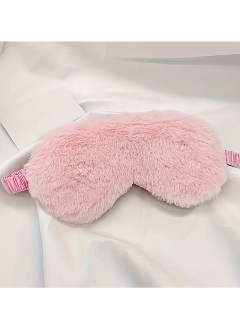 CleanWave - The Pure Effect - CleanWave Plush Sleeping Eye Mask, Ultra-Soft and Fuffy Plush Blindfold Comfortable Faux Fur Eye Shade with Elastic Strap for Women and Kids, Travel Nap Sleeping Soft & Skin-friendly,(Pink) - Image 1