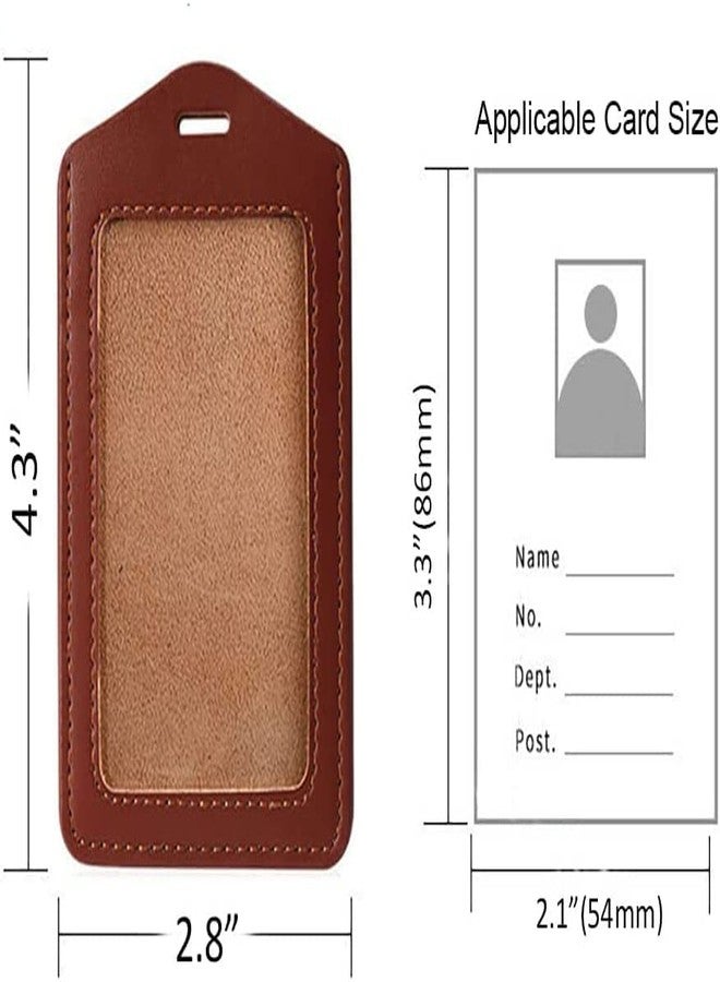 Shining Zon Leather Clear Window ID Badge Holder Vertical ID Card Holder with Retractable Round Reel Pulley Yoyo Clip (Set of 1 Card Holder, 1 yoyo Clip) - Image 2