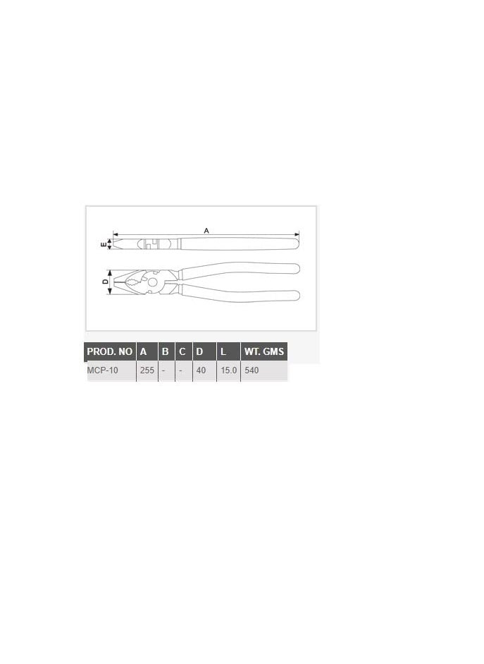 Taparia - Taparia MCP-10 255mm Combination Plier with Joint Cutter Hand Tools for Professionals (Pack of 1) - Image 1