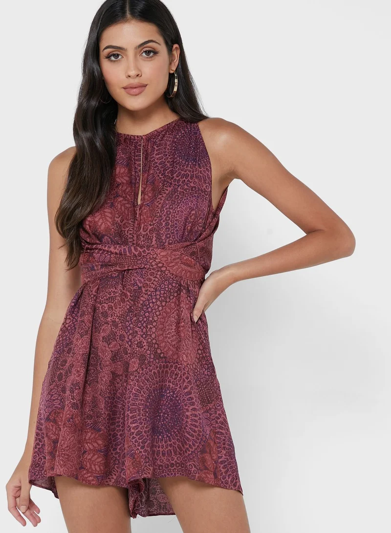 Ted Baker Tie Detail Printed Playsuit