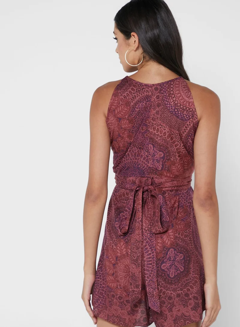 Ted Baker Tie Detail Printed Playsuit