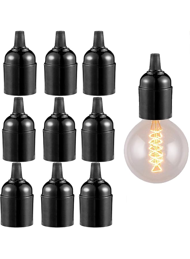 The Bros 9Pcs E27 E26 Light Socket, Lamp Holder Light Socket, Replacement Lamp Socket, Light Bulb Socket, Retro Pendant Lamp Holder, Medium Screw-in Lamp Socket for Bulb - Image 1