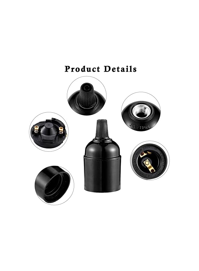 The Bros 9Pcs E27 E26 Light Socket, Lamp Holder Light Socket, Replacement Lamp Socket, Light Bulb Socket, Retro Pendant Lamp Holder, Medium Screw-in Lamp Socket for Bulb - Image 4