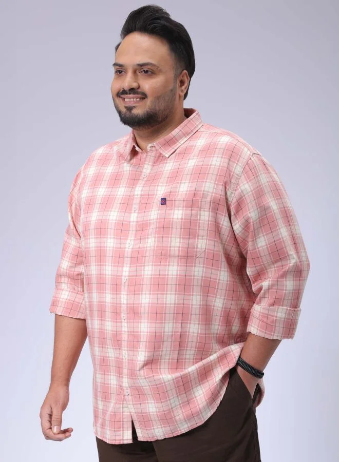 هاردسودا Men Plus Size Regular Fit Checkered Cutaway Collar Full Sleeves Casual Shirt