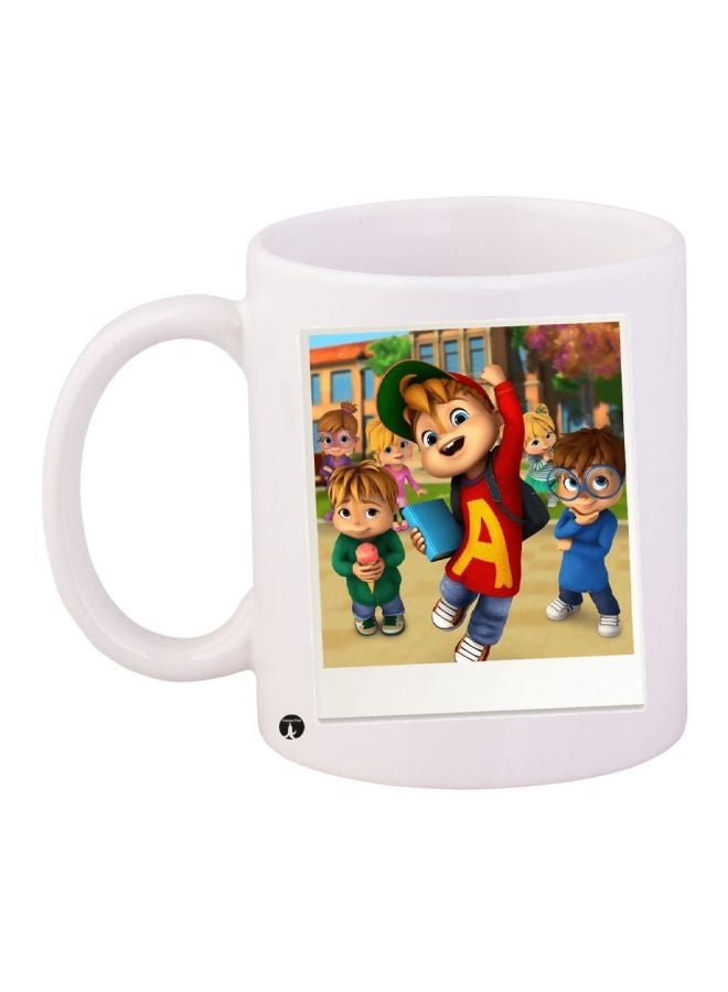 RYN Alvin And The Chipmunks Printed Coffee Mug White/Red/Brown 11ounce