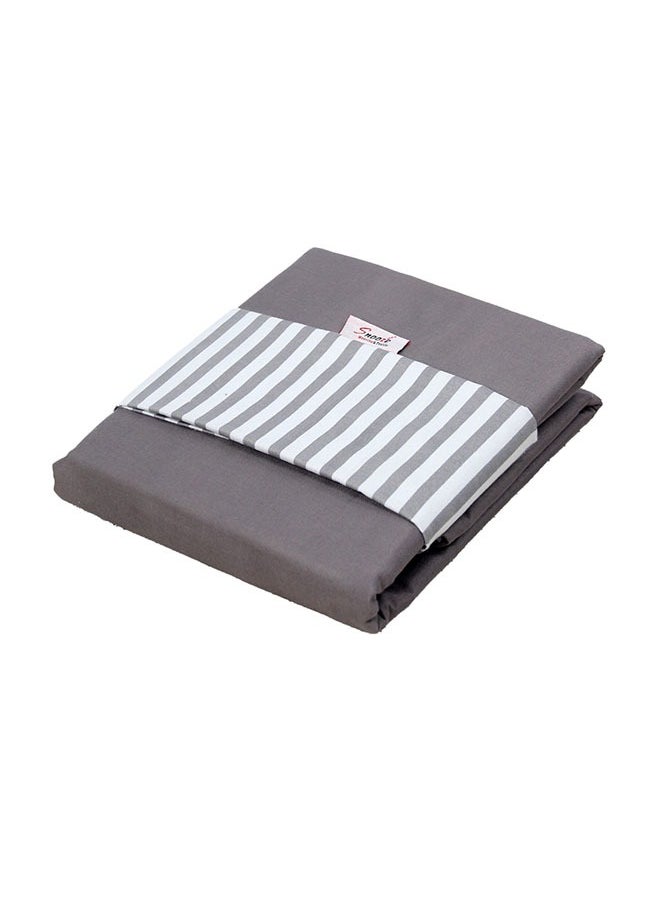 Tiba - Snooze, Flat Bed Sheet double+ 2 Free Pillowcases (Gray striped design) - Image 1