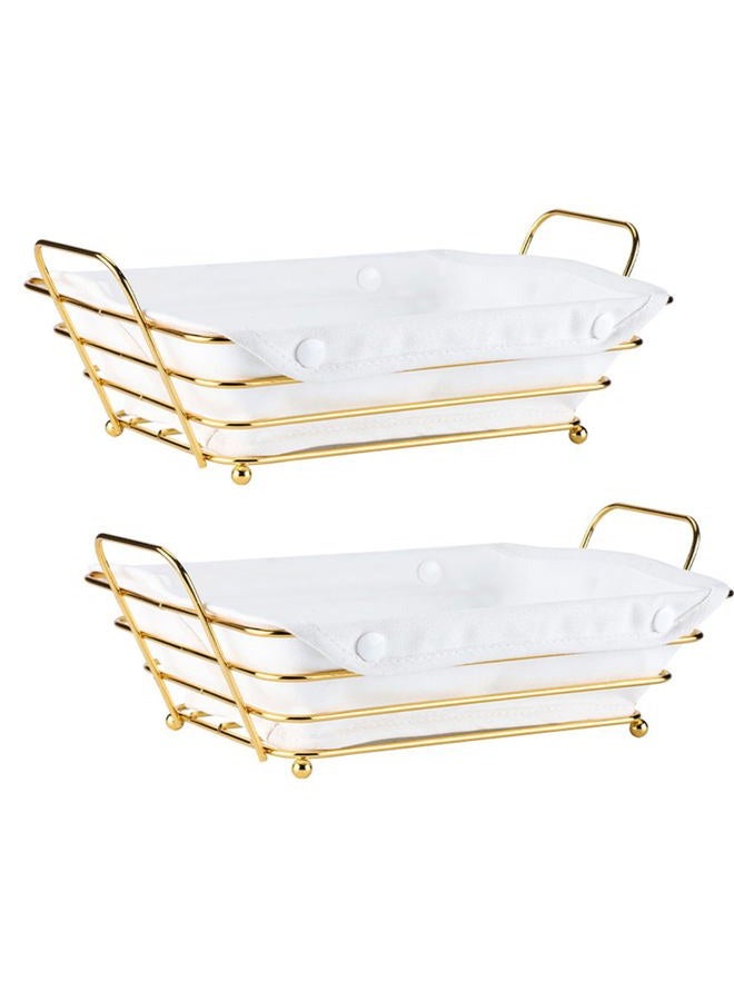 Sthrucrack Gold Baskets for Bread Serving, Parties Gold Wire Basket for Fruit Vegetables Bread (2) - Image 1