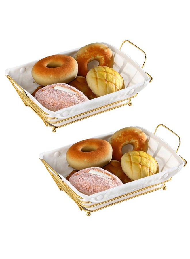 Sthrucrack Gold Baskets for Bread Serving, Parties Gold Wire Basket for Fruit Vegetables Bread (2) - Image 2