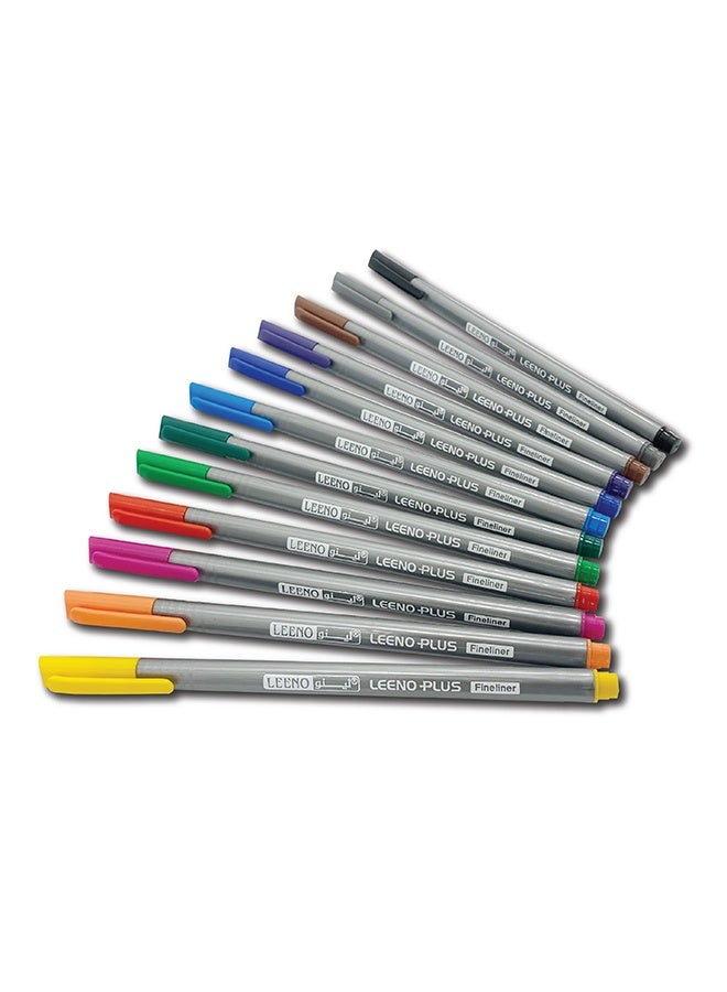 LEENO 12-Piece Fineliner Pen Set Multicolour 0.4mm - Image 2