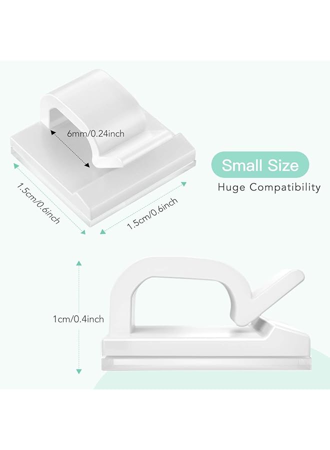 erorex 110Pcs White Cable Clips Adhesive Cable Management Clips Cable Organizer Cord Holder Clamps Electrical Wire Tidy Holder For Ethernet Cables Office Home Fairy Light - Image 2