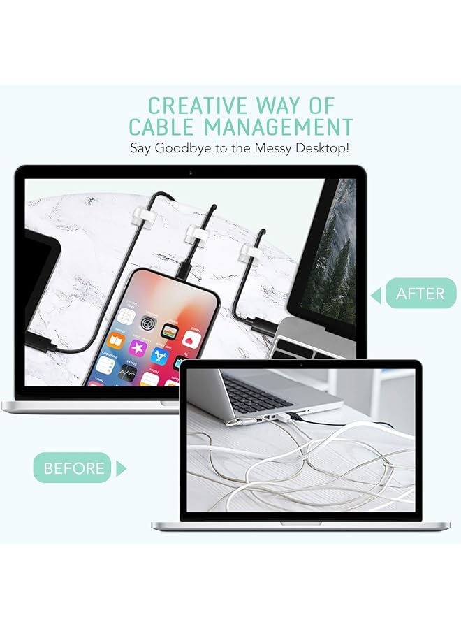 erorex 110Pcs White Cable Clips Adhesive Cable Management Clips Cable Organizer Cord Holder Clamps Electrical Wire Tidy Holder For Ethernet Cables Office Home Fairy Light - Image 5