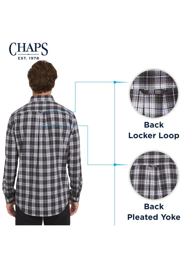 Chaps Men's Classic Fit Long Sleeve Button Down Stretch Poplin Casual Shirt, Asphalt, XXL - Image 4