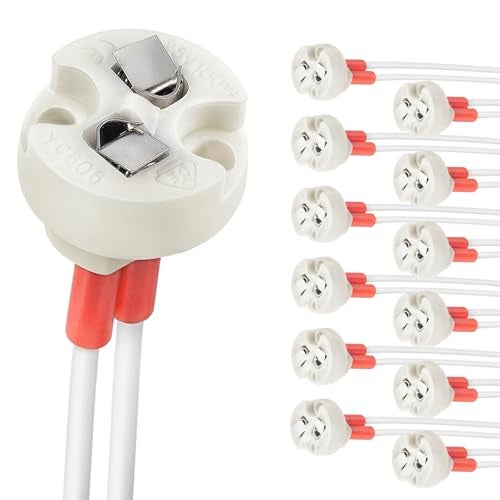 DiCUNO G4, GU5.3 Bi-Pin Ceramic Base Socket, MR16, MR11 Halogen Incandescent LED Bulb Holder Wire Connector (12pcs) - Image 1