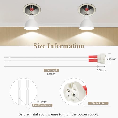 DiCUNO G4, GU5.3 Bi-Pin Ceramic Base Socket, MR16, MR11 Halogen Incandescent LED Bulb Holder Wire Connector (12pcs) - Image 2