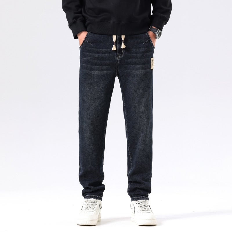 9927 | plus size men''s autumn and winter new super soft towel bottom jeans loose stretch Joker small straight trousers - Image 3