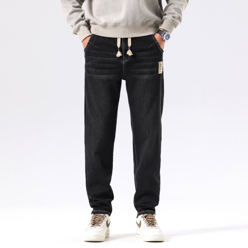 9927 | plus size men''s autumn and winter new super soft towel bottom jeans loose stretch Joker small straight trousers - Image 4